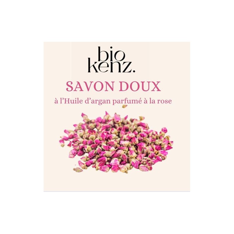Savon doux à l'huile d'argan parfumé à la rose Savon doux à l'huile d'argan parfumé à la rose