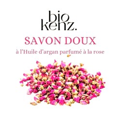 Savon doux à l'huile d'argan parfumé à la rose